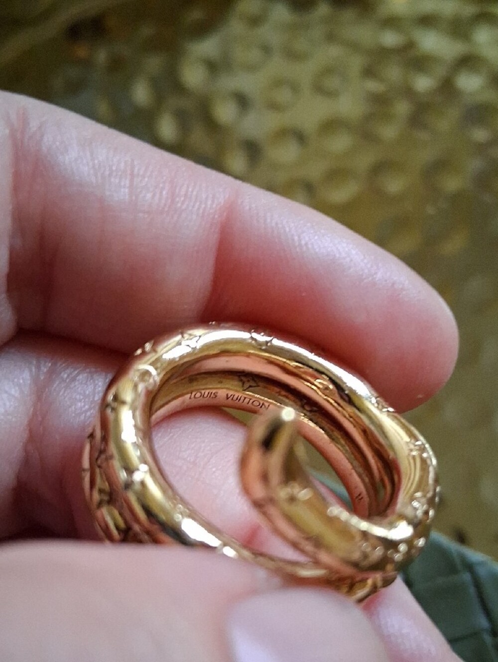 Authentic Louis Vuitton Engraved Monogram Tentacool 2017 Ring Set Size Medium - Picture 10 of 12